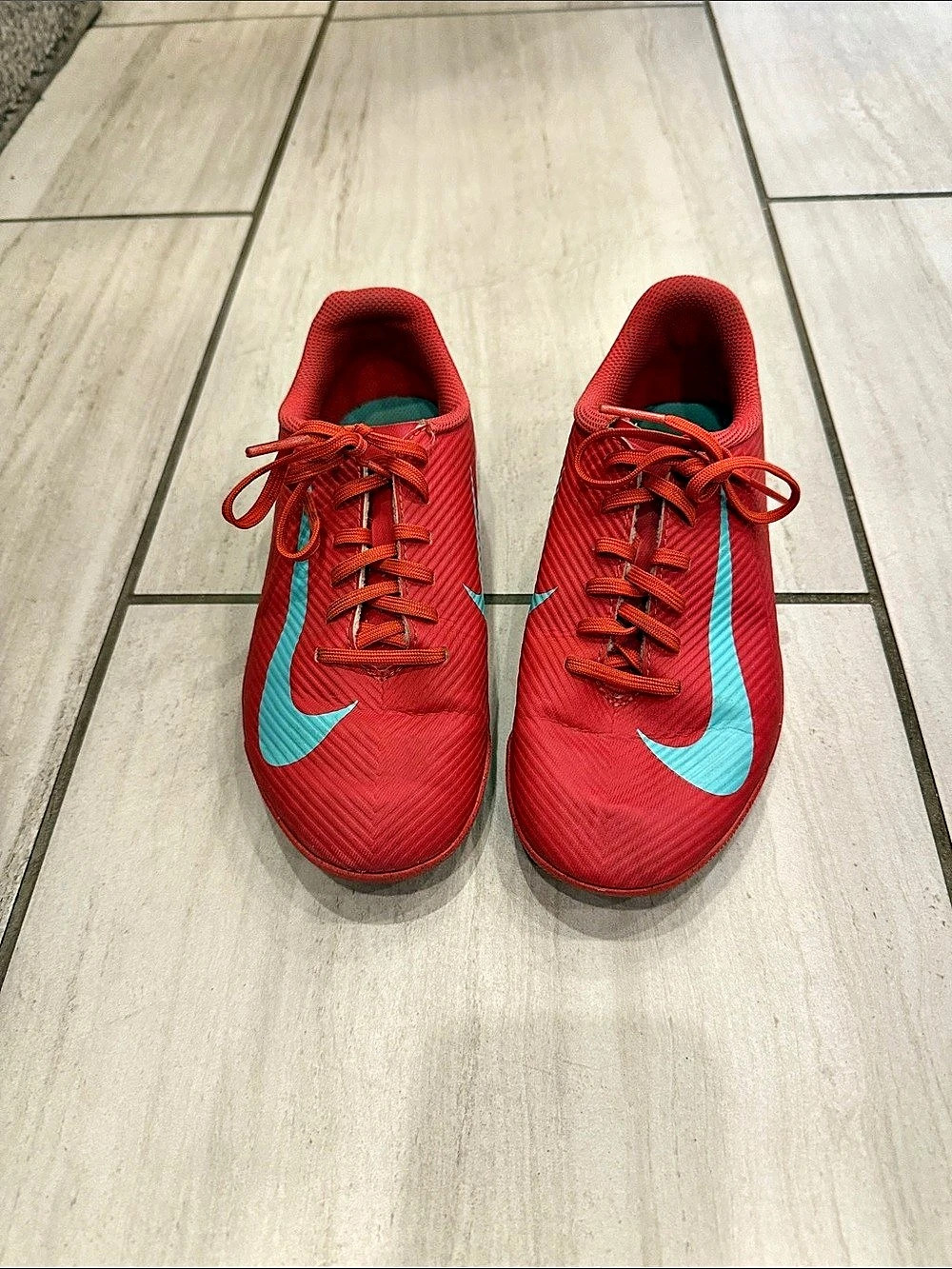 Nike Mercurial Vapor Club TF Soccer Sneakers Girls US 3Y Red & Blue
